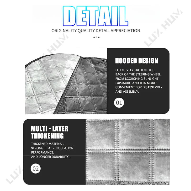 Car Steering Wheel Sun Shade Cover UV-Blocking Steering Sun Protection Cover 42CM Universal Sun Visor Protector Prevent Aging