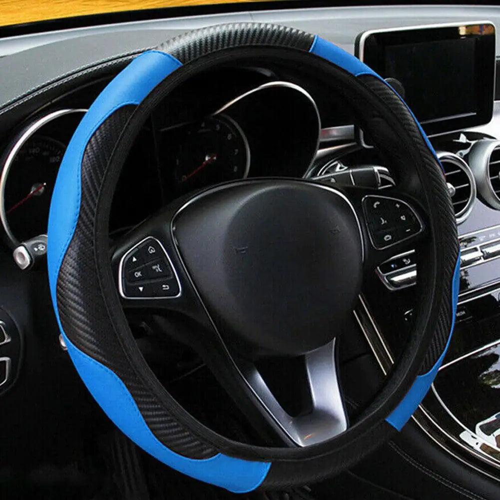 Car Steering Wheel Cover Breathable Anti Slip Microfiber PU Leather Steering Covers For 38cm Auto Decoration Car Accessories
