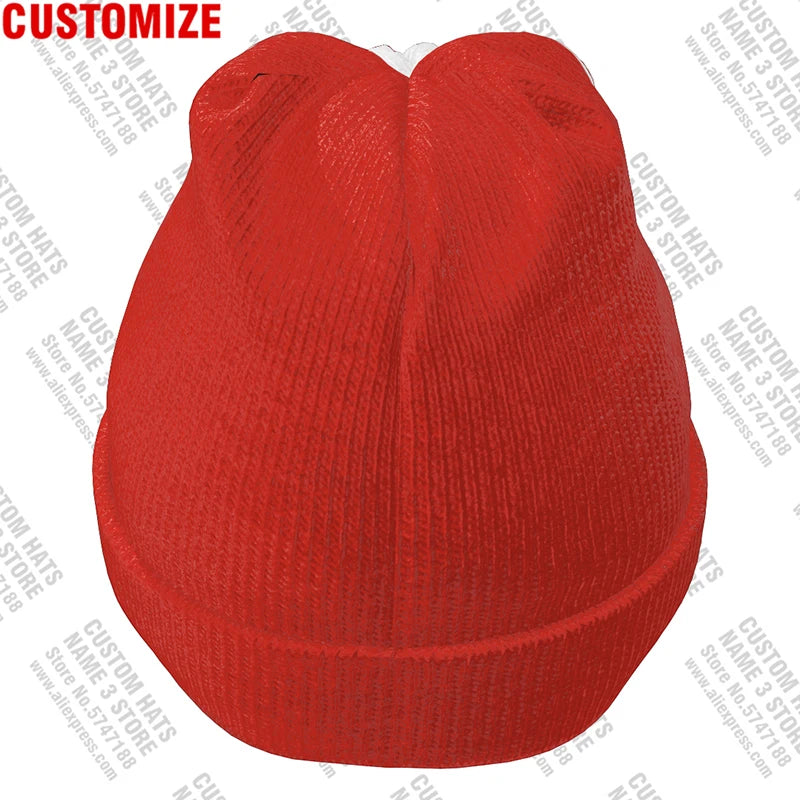 Canada Knitted Hat Free Custom Name  Winter Cold Pullover Canadian Maple Leaf French Can Flags Keep Warm Caps Ca Hip Hop Beanies