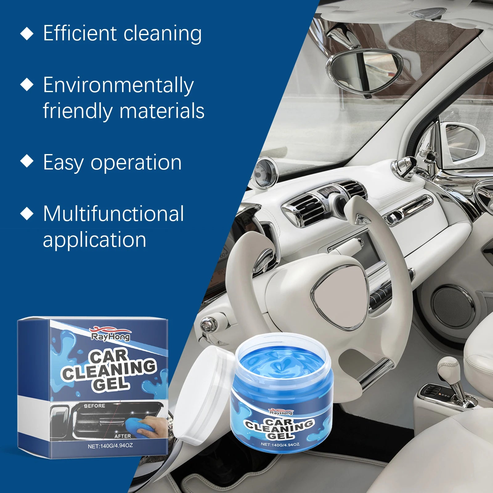 Car Cleaning Gel - Multi-Purpose Soft Adhesive For Air Vents & Interior Crevices, Dust Remover For Vehicle Care (147g)