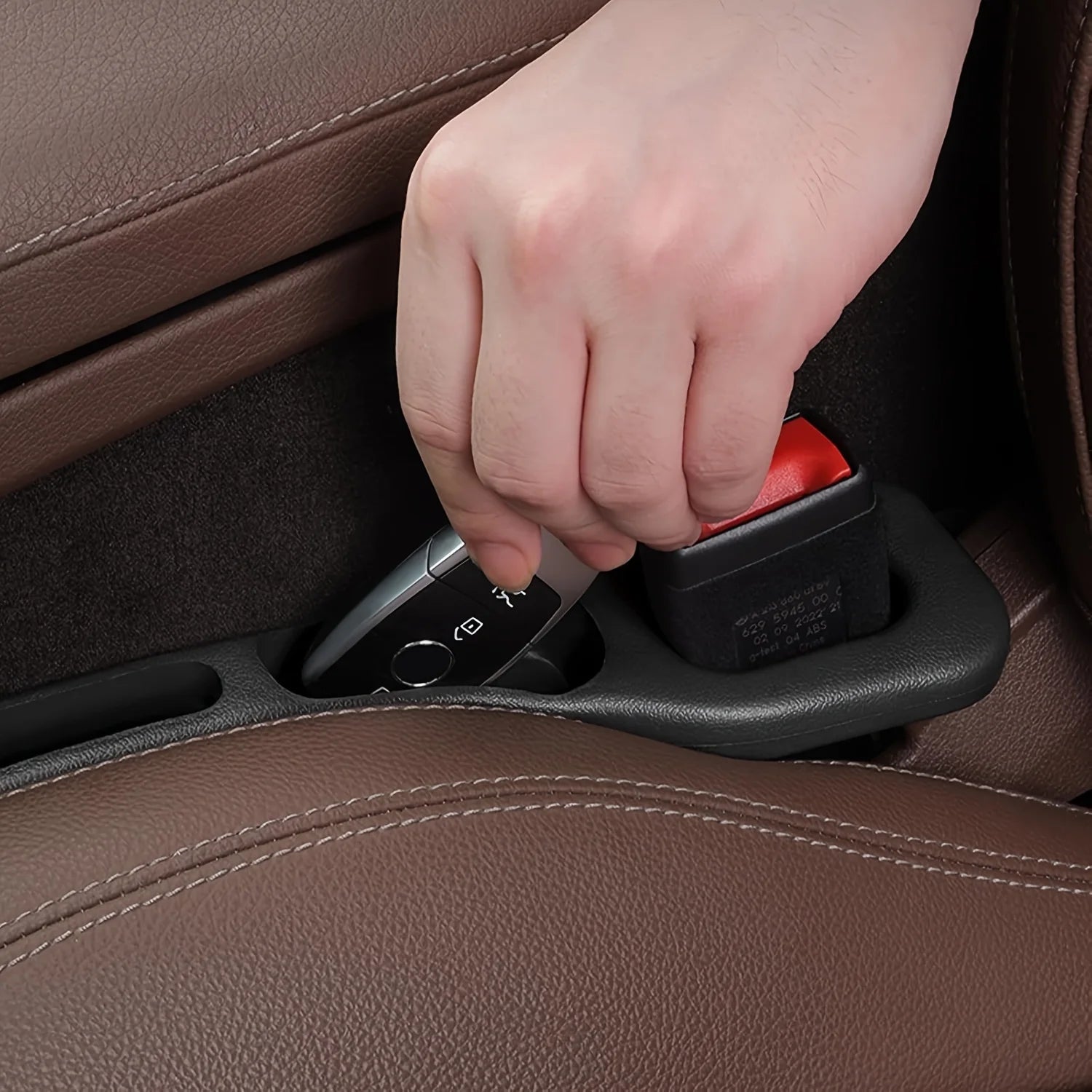 2pc Car Seat Gap Filler Organizer Pu Waterproof Car Seat Gap Plug Strip with 2 Grooves Seat Gap Storage Auto Interior Accessorie