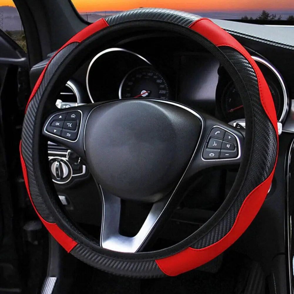 Car Steering Wheel Cover Breathable Anti Slip Microfiber PU Leather Steering Covers For 38cm Auto Decoration Car Accessories