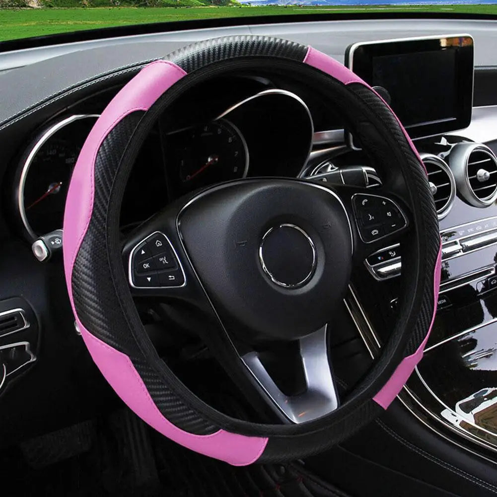Car Steering Wheel Cover Breathable Anti Slip Microfiber PU Leather Steering Covers For 38cm Auto Decoration Car Accessories