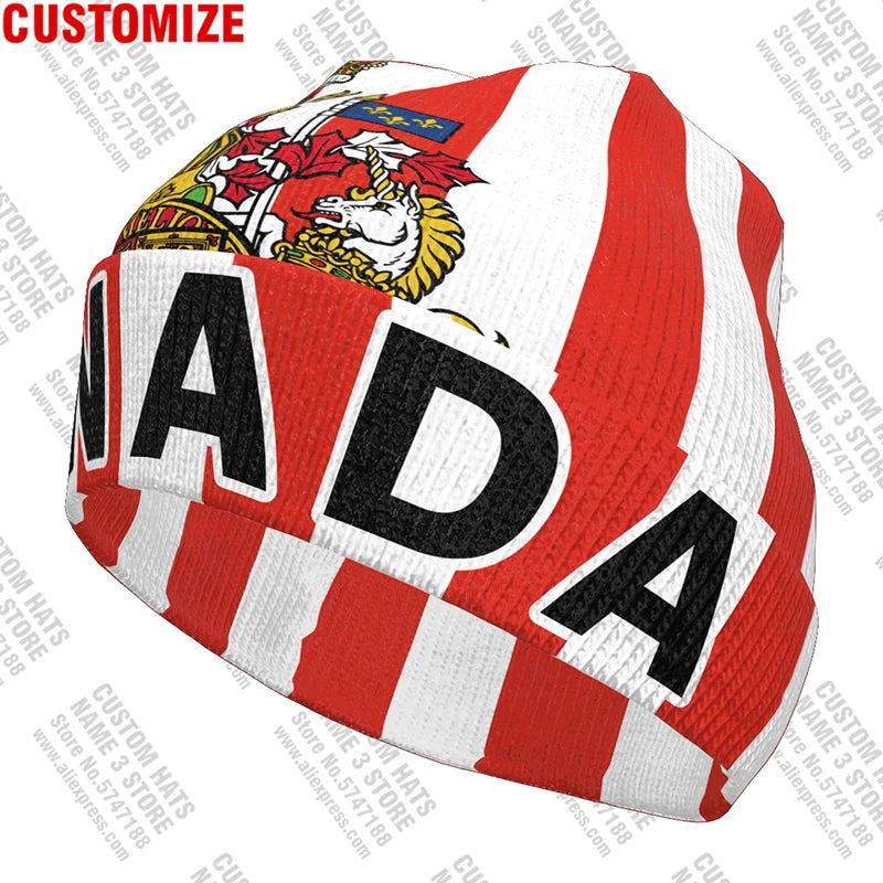 Canada Knitted Hat Free Custom Name  Winter Cold Pullover Canadian Maple Leaf French Can Flags Keep Warm Caps Ca Hip Hop Beanies