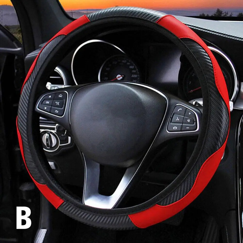 Car Steering Wheel Cover Breathable Anti Slip Microfiber PU Leather Steering Covers For 38cm Auto Decoration Car Accessories