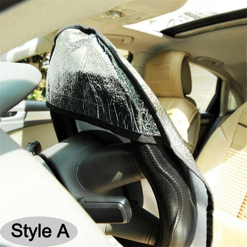 Car Steering Wheel Sun Shade Double Thick Sun Protection Foldable Anti-uv Sunscreen Car Supplies Car Steering Wheel Cover Silver