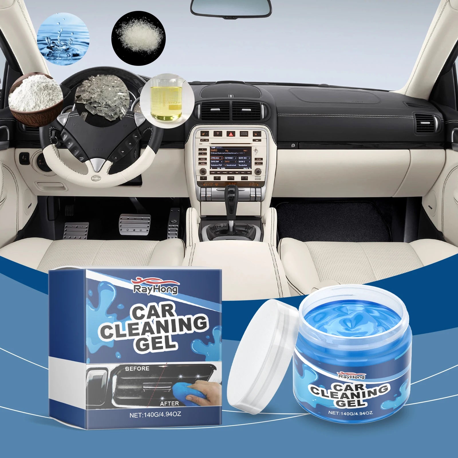 Car Cleaning Gel - Multi-Purpose Soft Adhesive For Air Vents & Interior Crevices, Dust Remover For Vehicle Care (147g)