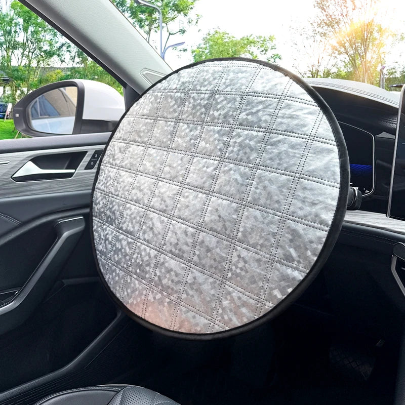 Car Steering Wheel Sun Shade Cover UV-Blocking Steering Sun Protection Cover 42CM Universal Sun Visor Protector Prevent Aging