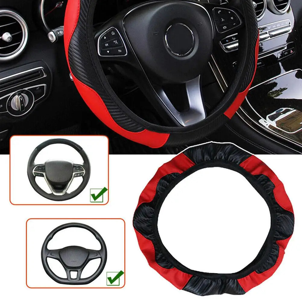 Car Steering Wheel Cover Breathable Anti Slip Microfiber PU Leather Steering Covers For 38cm Auto Decoration Car Accessories