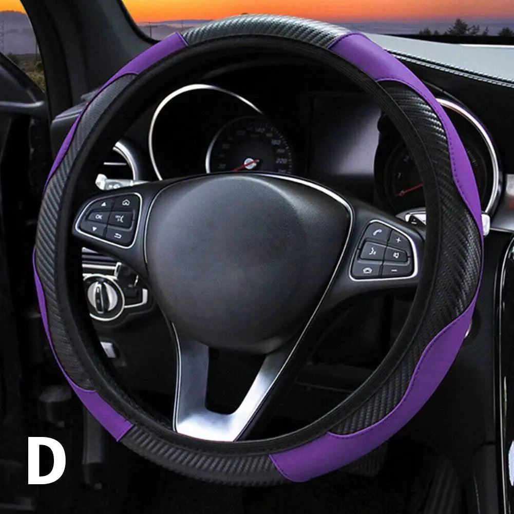 Car Steering Wheel Cover Breathable Anti Slip Microfiber PU Leather Steering Covers For 38cm Auto Decoration Car Accessories