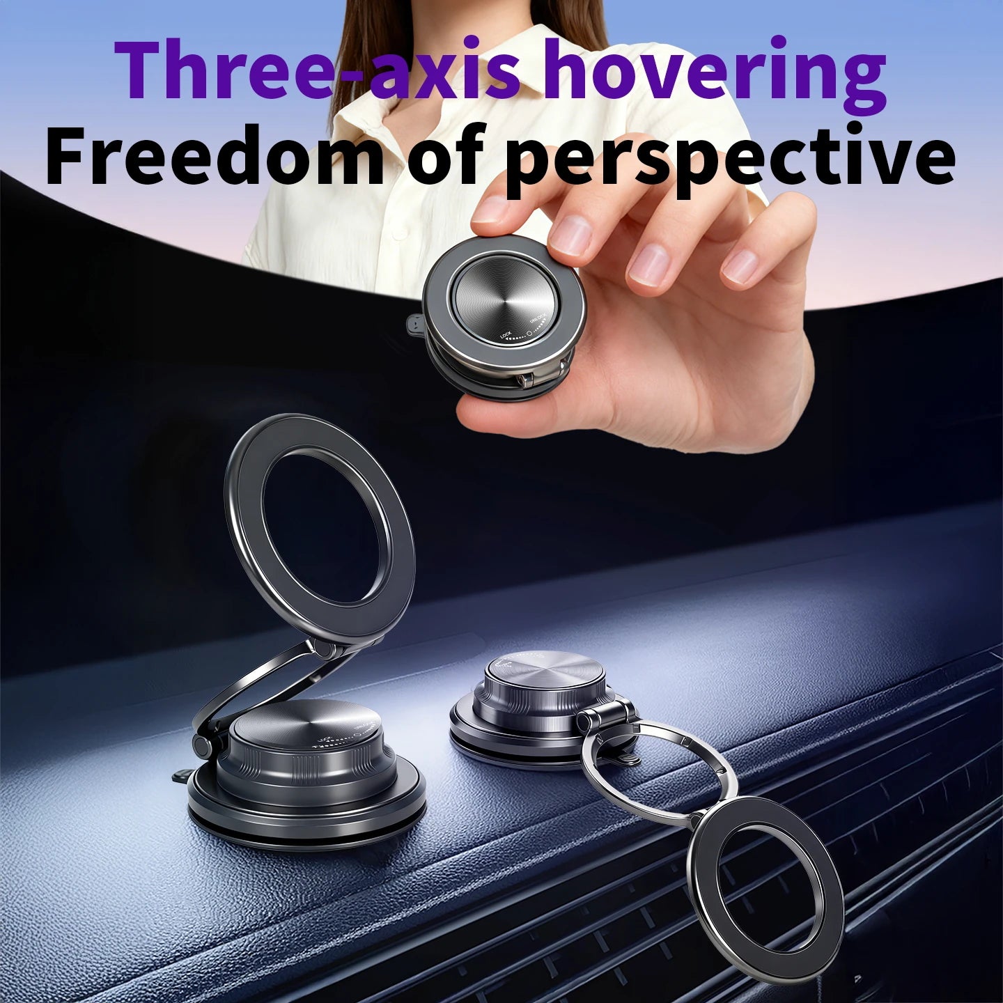 Magnetic Phone Holder for car, 360° Rotatable, Foldable & Adjustable Magnetic Car Mount, , Compatible with iPhone & Other Phones