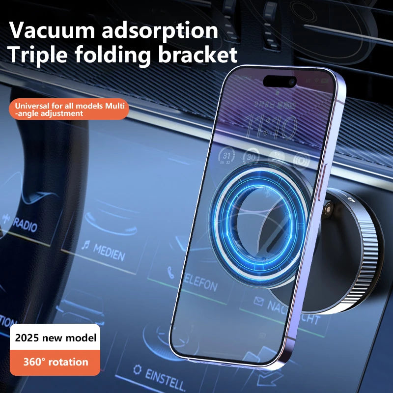 Super Strong Magnetic Phone Holder Foldable Design 360° Adjustable Vacuum Car Mount For Car Desk Bathroom Phone Holder