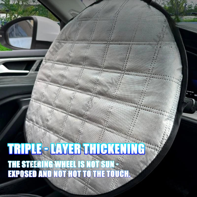 Car Steering Wheel Sun Shade Cover UV-Blocking Steering Sun Protection Cover 42CM Universal Sun Visor Protector Prevent Aging